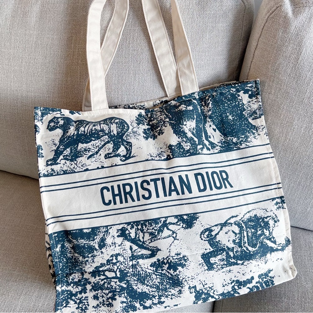 Dior Blue and Cream Toile Tote Bag